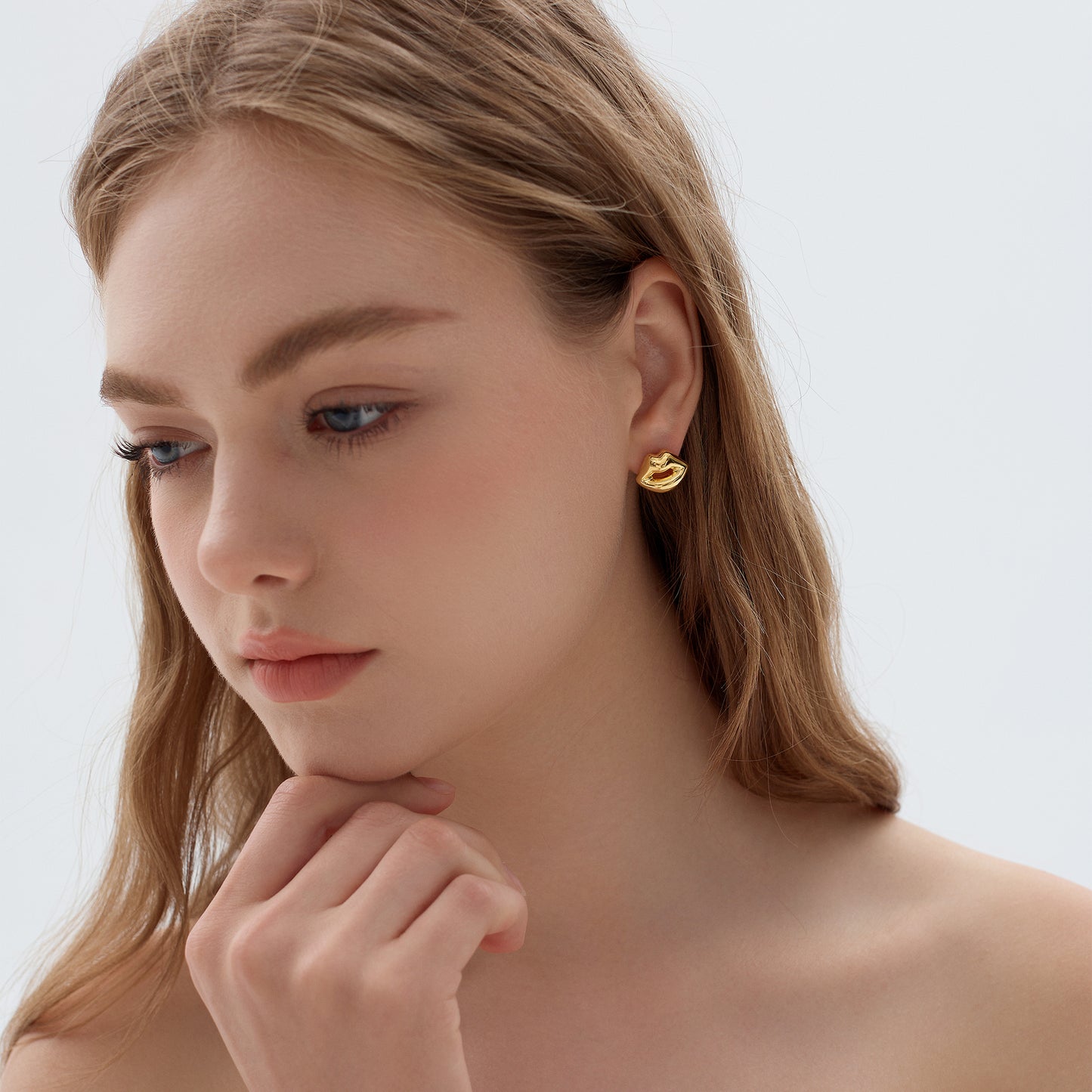 Light Chunky Electroforming Hollow Earrings Large Exaggerated Jewelry Party Gift Women Lips 999 Sterling Silver Stud Earrings(Pre-Sale)