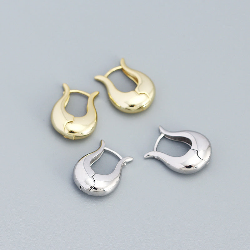 Bold Shape 925 Sterling Silver Hoop Earrings