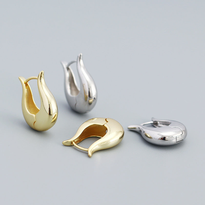 Bold Shape 925 Sterling Silver Hoop Earrings