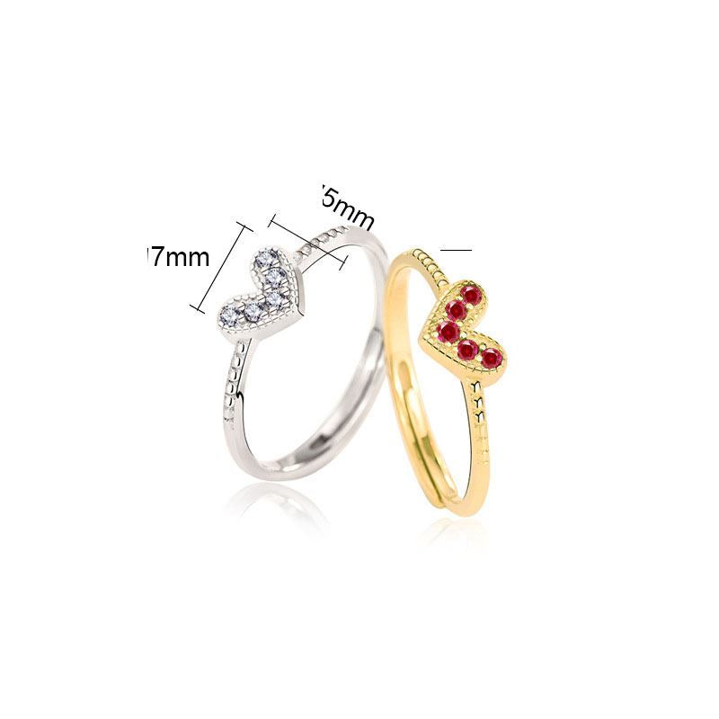 Heart Love 925 Sterling Silver Adjustable Ring