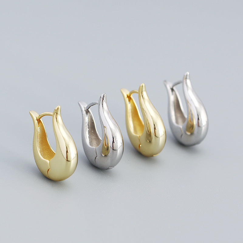 Bold Shape 925 Sterling Silver Hoop Earrings