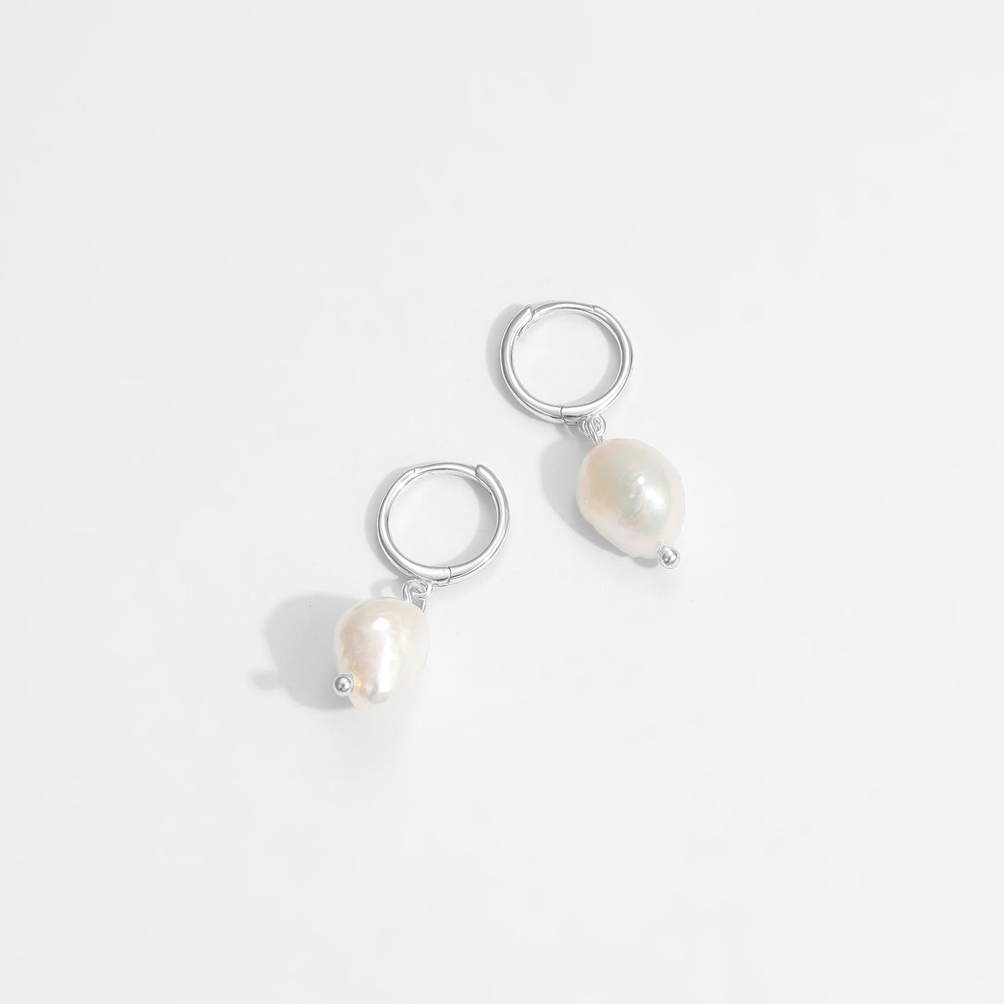Casual Baroque Irregular Natural Pearl 925 Sterling Silver Dangling Earrings