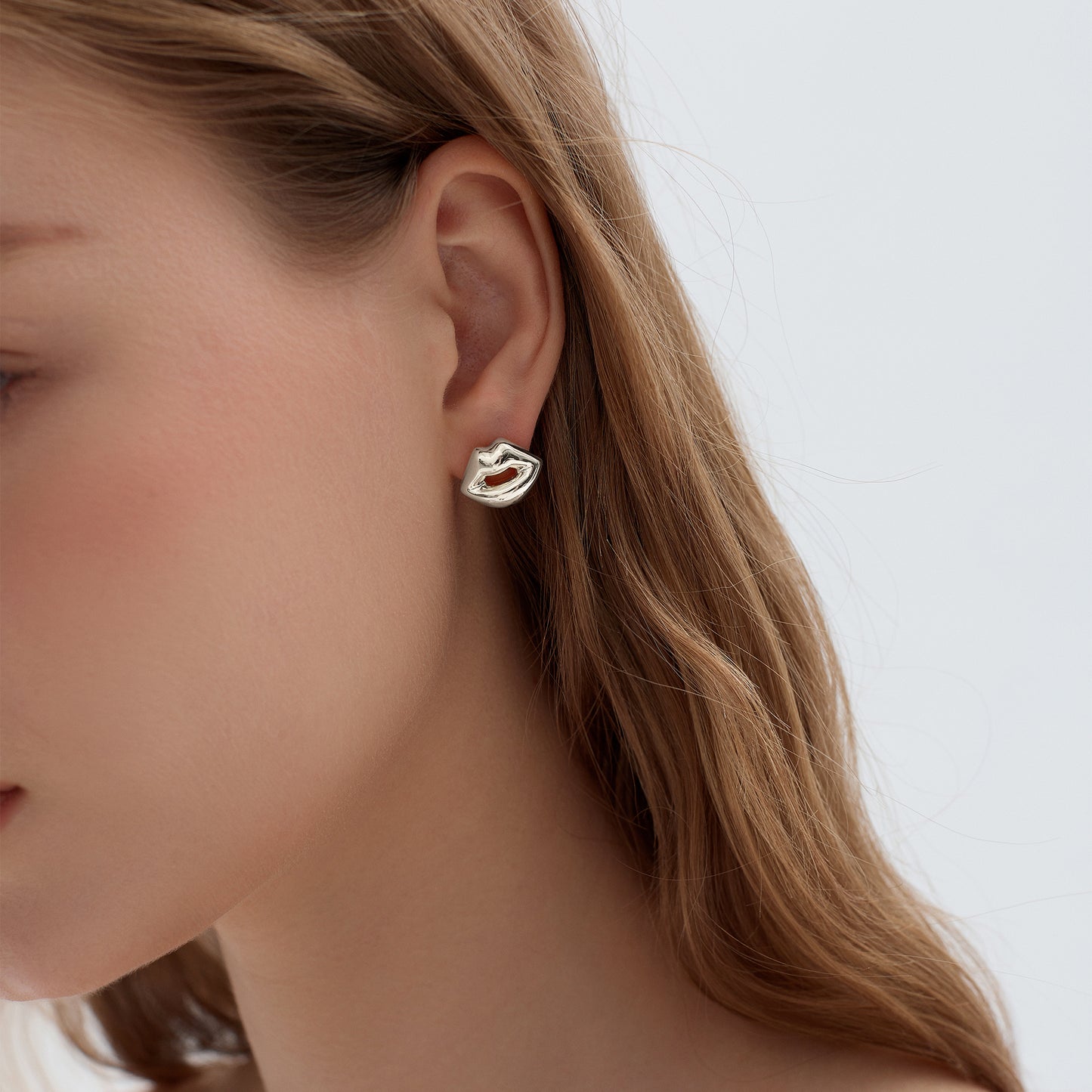 Light Chunky Electroforming Hollow Earrings Large Exaggerated Jewelry Party Gift Women Lips 999 Sterling Silver Stud Earrings(Pre-Sale)