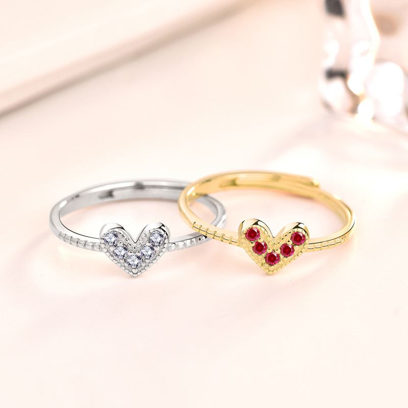 Heart Love 925 Sterling Silver Adjustable Ring