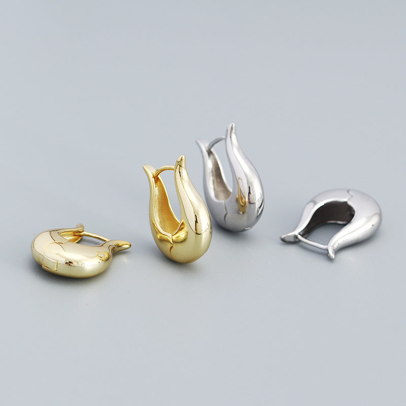 Bold Shape 925 Sterling Silver Hoop Earrings