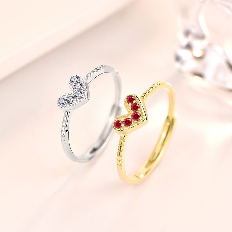 Heart Love 925 Sterling Silver Adjustable Ring