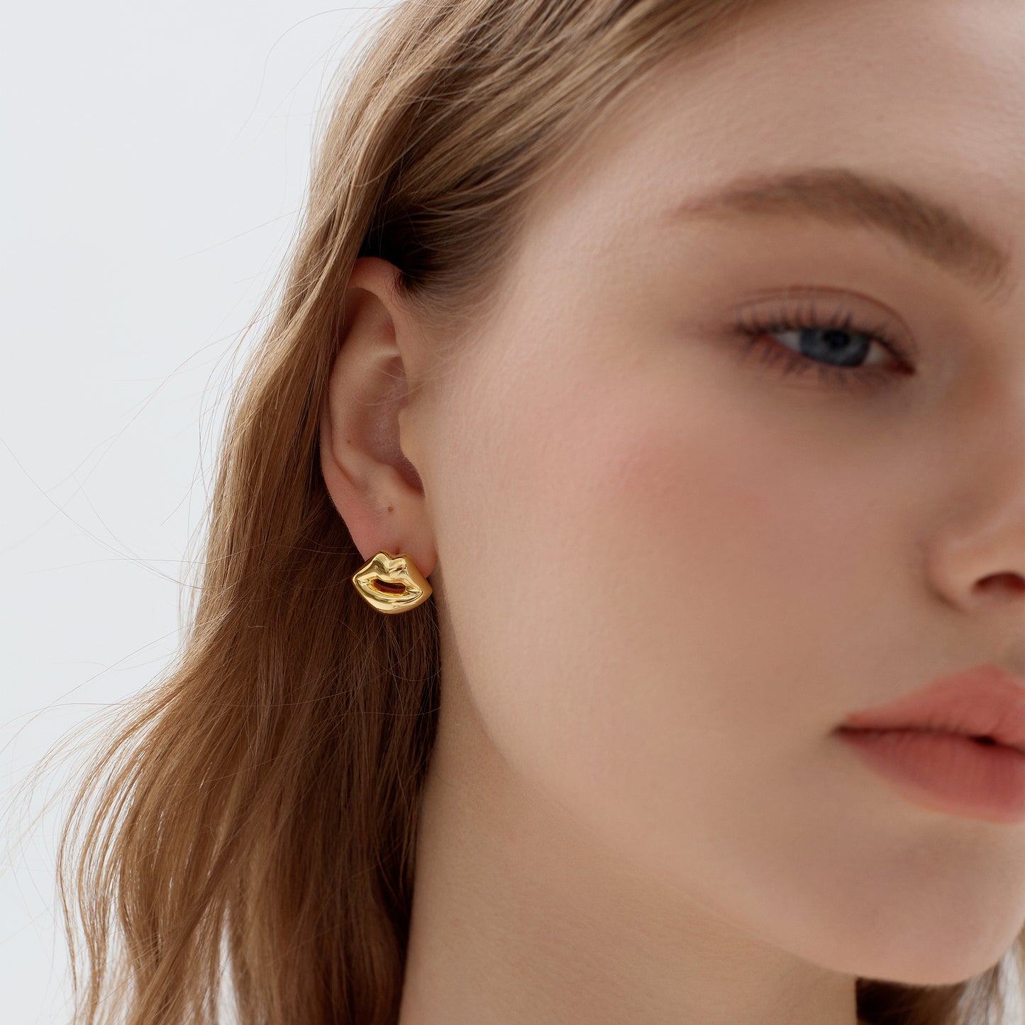 Light Chunky Electroforming Hollow Earrings Large Exaggerated Jewelry Party Gift Women Lips 999 Sterling Silver Stud Earrings(Pre-Sale)