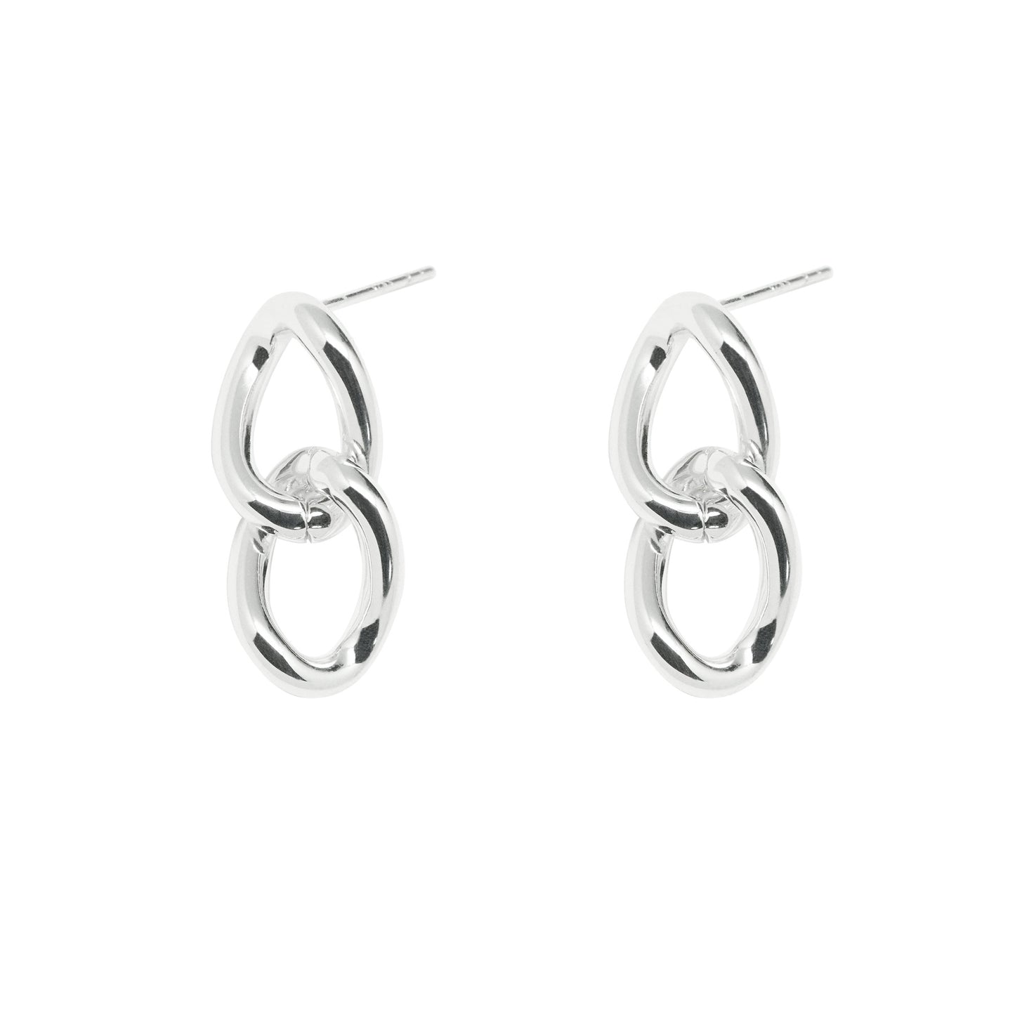 Double Loop 925 Sterling Silver Dangling Earrings