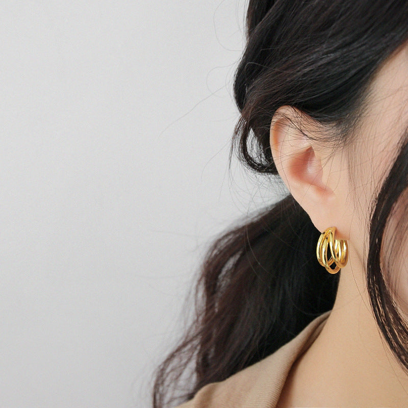 Three Circle Hoop Earrings