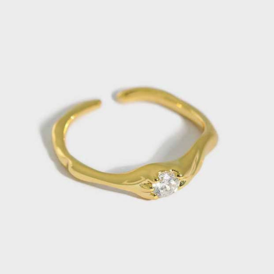 Minimalism Irregular CZ Adjustable Ring