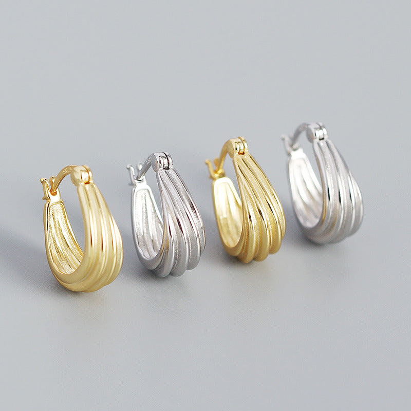 Spiral Geometry 925 Sterling Silver Hoop Earrings
