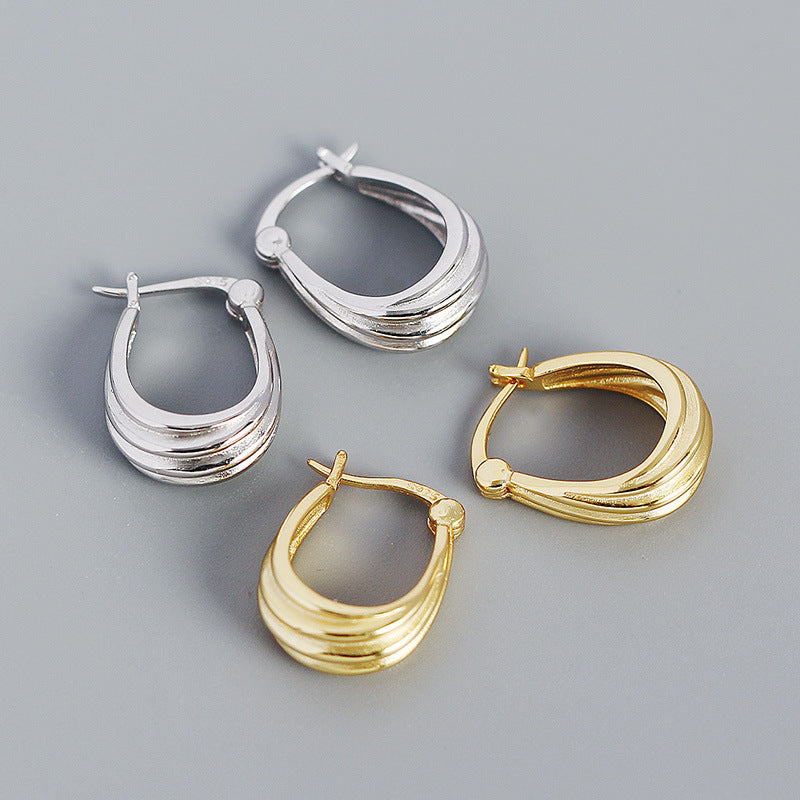 Spiral Geometry 925 Sterling Silver Hoop Earrings