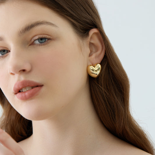 Big Heart Stud Earrings