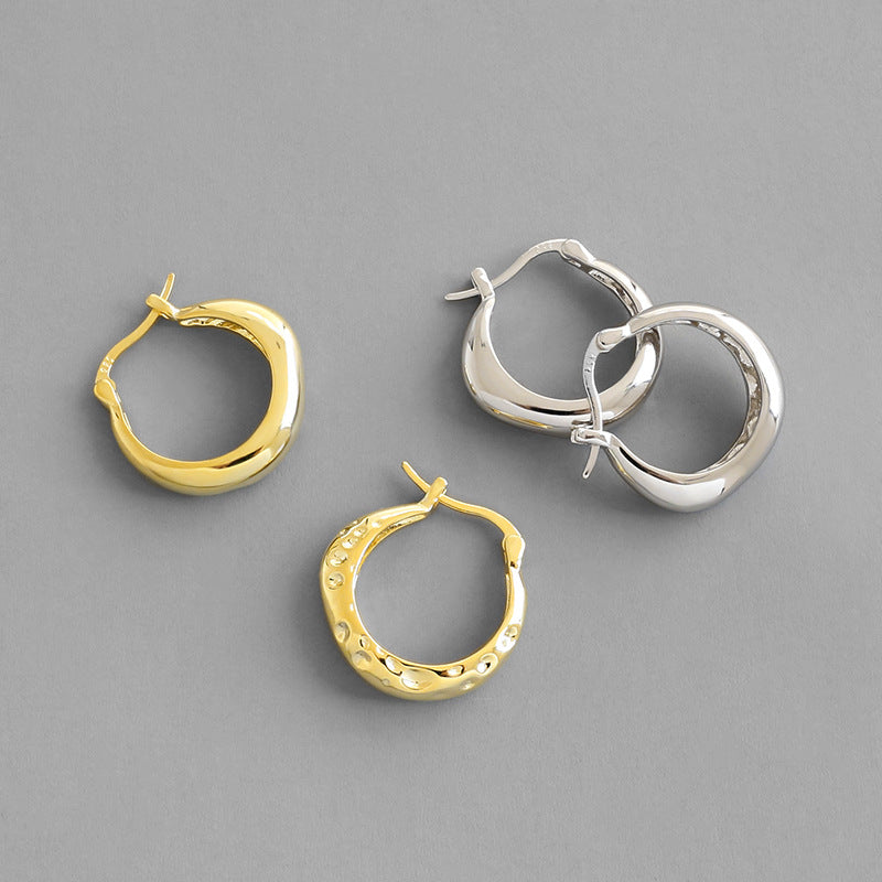 Half Textured Hoop Earrings