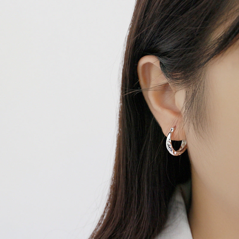 Half Textured Hoop Earrings