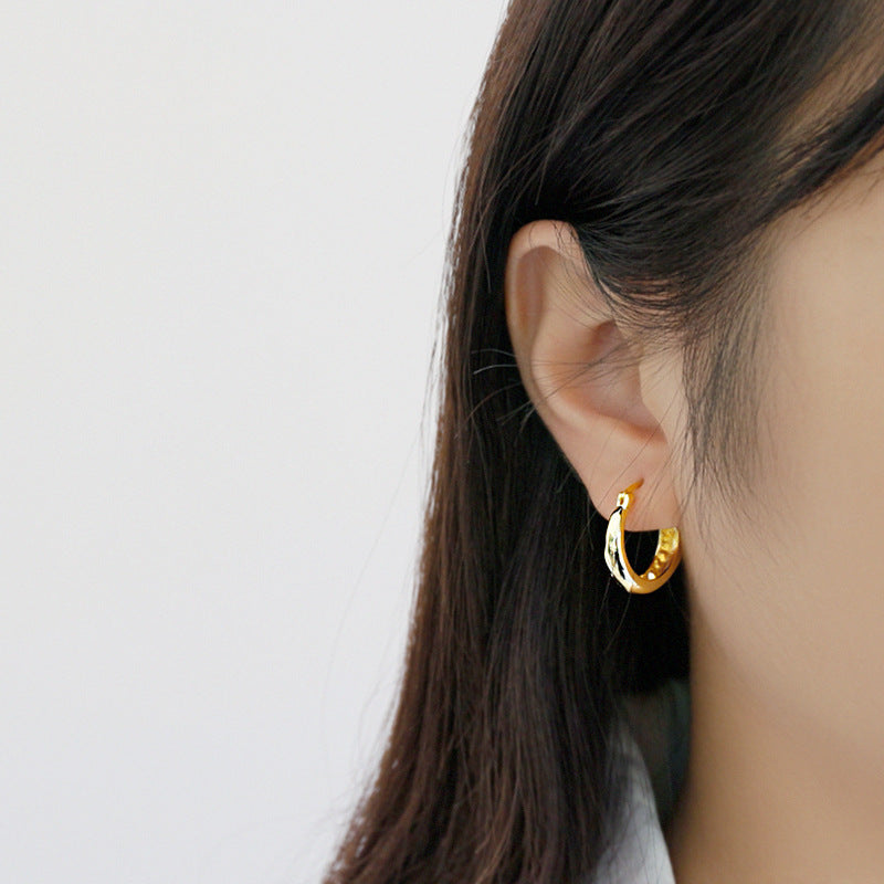 Half Textured Hoop Earrings