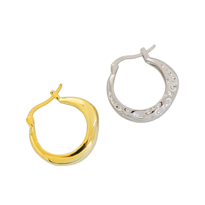 Half Textured Hoop Earrings