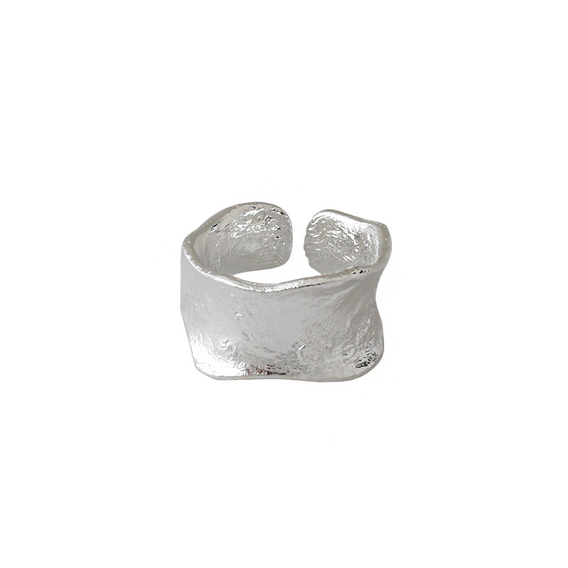 Wide Textured Band Silver Ring