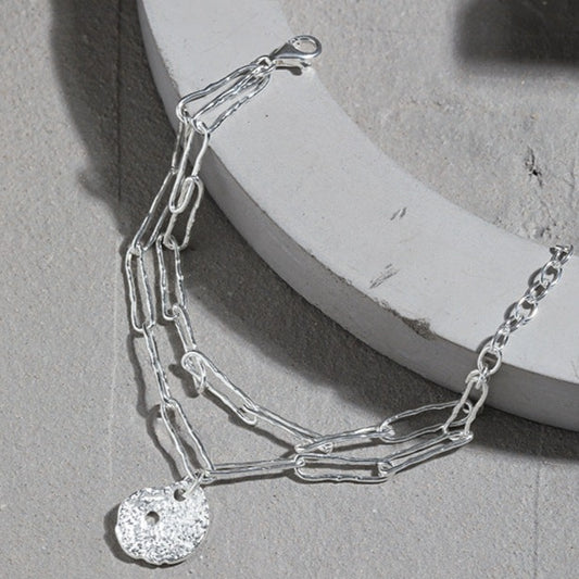 Double Layer Hollow Chain Lotus Leaf 925 Sterling Silver Bracelet