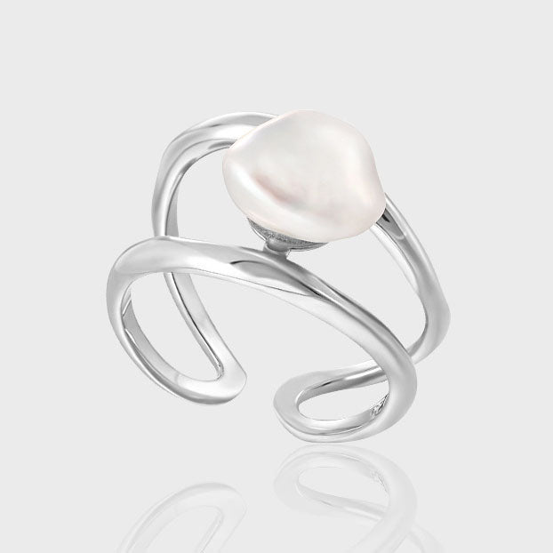 Irregular Natural Baroque Pearl Adjustable Ring