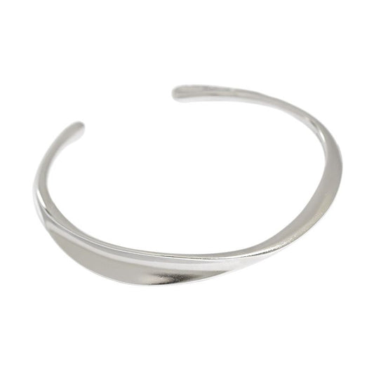 Irregular Twisted 925 Sterling Silver Open Bangle