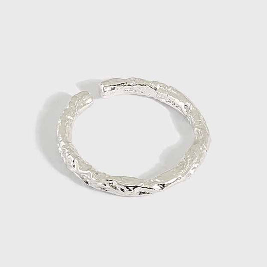 Round Organic Texture Silver Ring