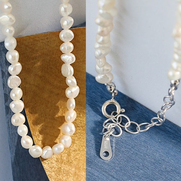 Baroque Freshwater Pearl 925 Sterling Silver Necklace