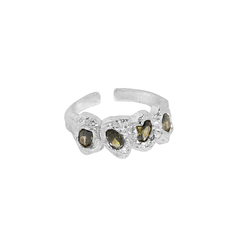 Irregular Ring with Cubic Zirconia Stones