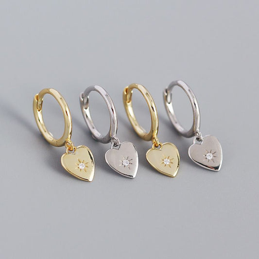 Cubic Zirconia Heart Earrings